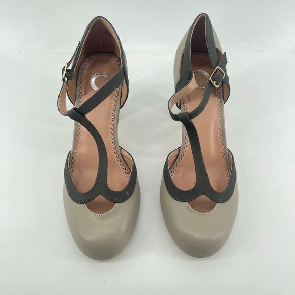 Brinley Co. Olina Grey Faux Leather T-Strap Mary Jane Heels, Size 8.5, NIB - Picture 4 of 15
